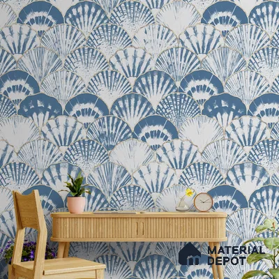 A close-up of a Abstract Indian Batik Print Wallpaper for Walls, Blue 19.6 Inches(W) x 420 Inches(H) Atarangi Series Abstract Patterned - 57 Sq. Ft. with a finish available at Material Depot in Bangalore