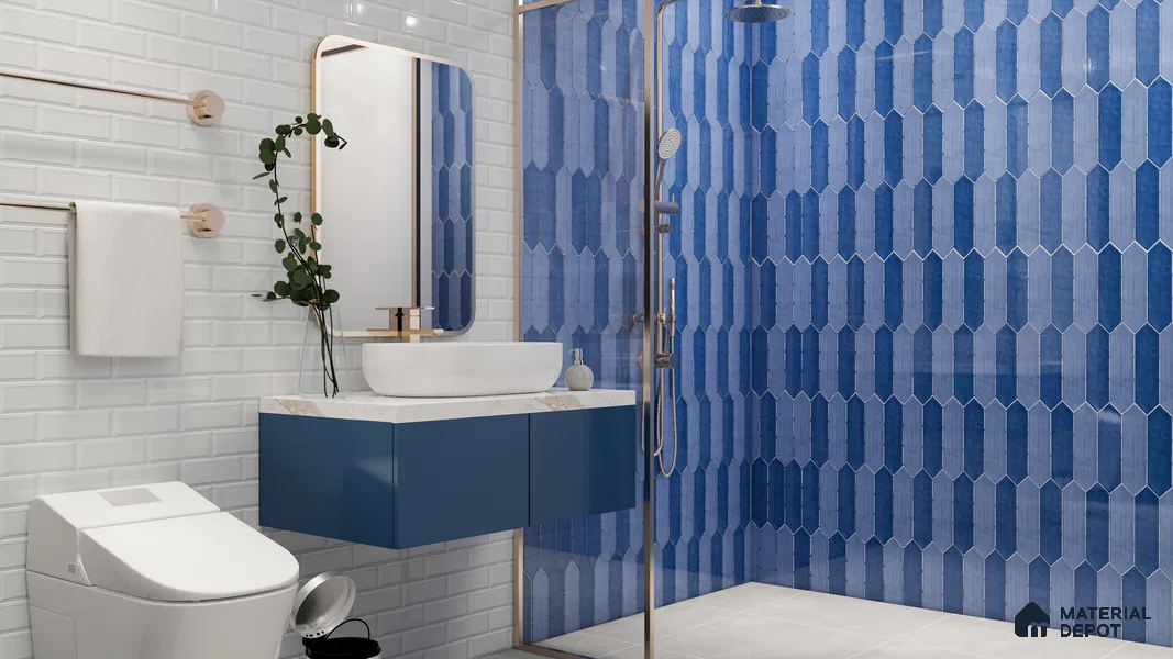 Subway Wall Tile TL 06430 C Lineage Picket Twilight Plain 12 x 3 inch Ceramic Glossy Finish - 10 mm | Suitable for Accent / Feature Walls, Bathroom, Kitchen Wall & Backsplashes