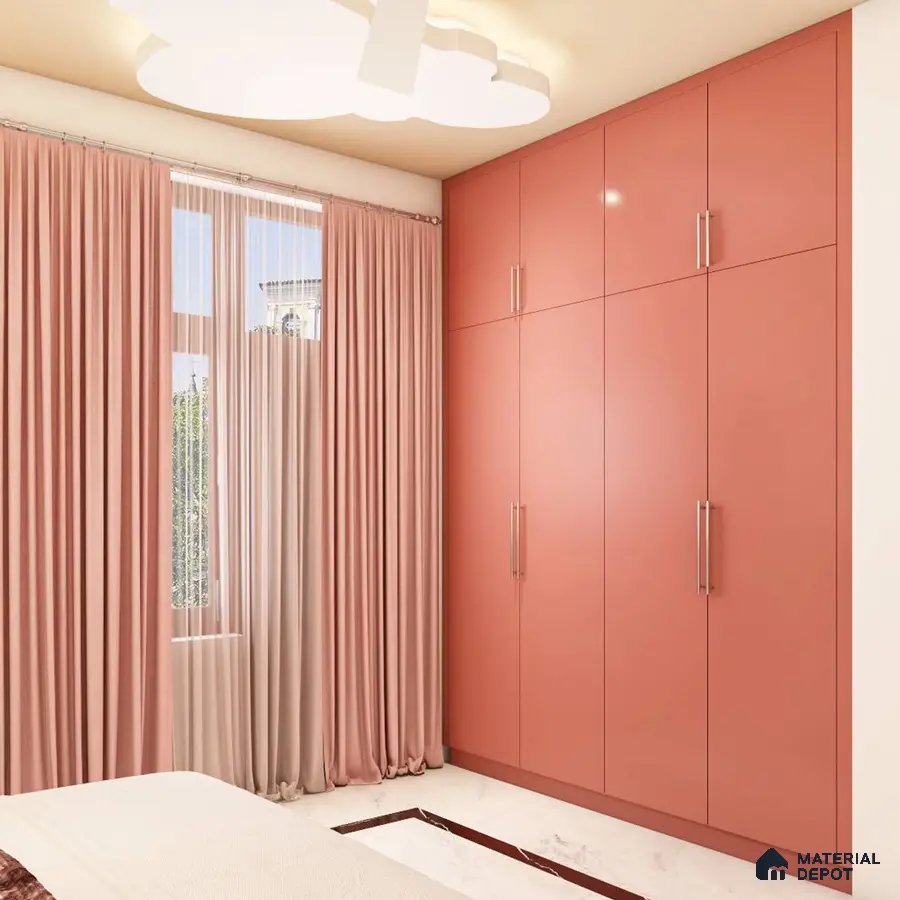Chic Pink Wardrobe in Tranquil Pink-White Room