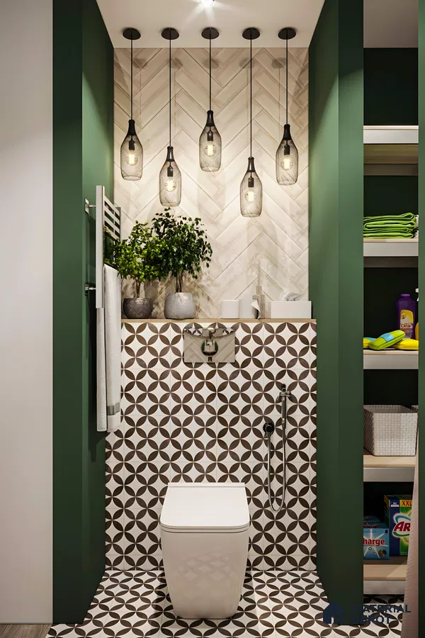 Bohemian Bathroom with Patterned Tiles | Material Depot