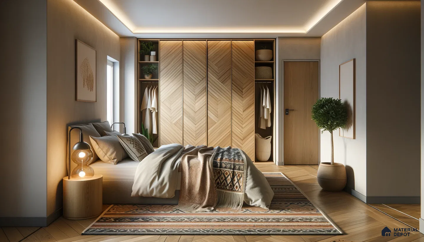 Bohemian Bedroom with Chevron Woodwork and Cozy Textiles | Material Depot