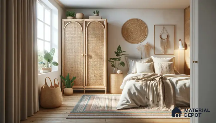 Bohemian Bliss in a Serene Bedroom with Wicker and Warmth | Material Depot