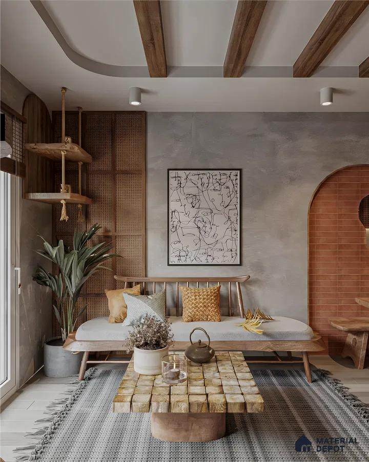 Bohemian Chic Living Room with Natural Elements | Material Depot