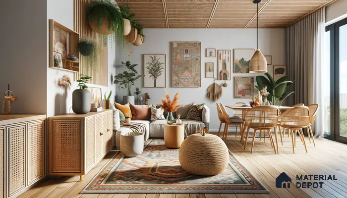 Bohemian Elegance: Lush Greenery Meets Rustic Textures in Urban Oasis | Material Depot