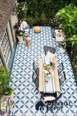 Bohemian Patio with Patterned Tiles | Material Depot
