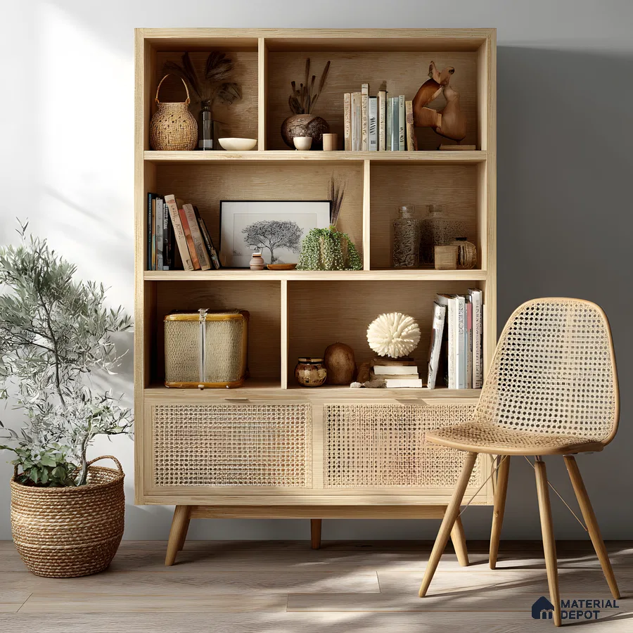 Bohemian Wood Design Interior With Cane Laminate | Material Depot