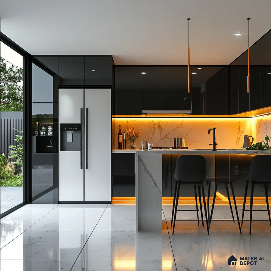 Bold and Bright: A Modern Kitchen with a Touch of Glam | Material Depot