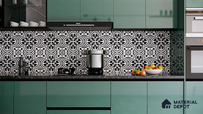 Bold and Chic Kitchen with Black and White Moroccan Tiles | Material Depot