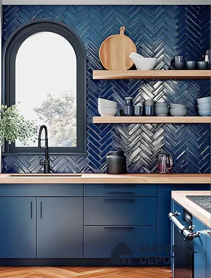 Elegant Fluted Wooden Kitchen with Marble Backsplash and Minimalist Modern Design | Material Depot