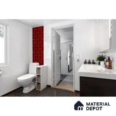 Bold Elegance Red Accents in Modern Bathroom | Material Depot