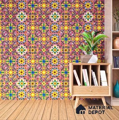 Multifired Moroccan Floor & Wall Tile TL 05687 Zellige Golden Klimt 12 x 12 inch Vitrified Matte Finish - 9 mm | Suitable for Living Room, Bathroom, Kitchen & Backsplash