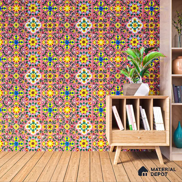 Multifired Moroccan Floor & Wall Tile TL 05687 Zellige Golden Klimt 12 x 12 inch Vitrified Matte Finish - 9 mm | Suitable for Living Room, Bathroom, Kitchen & Backsplash