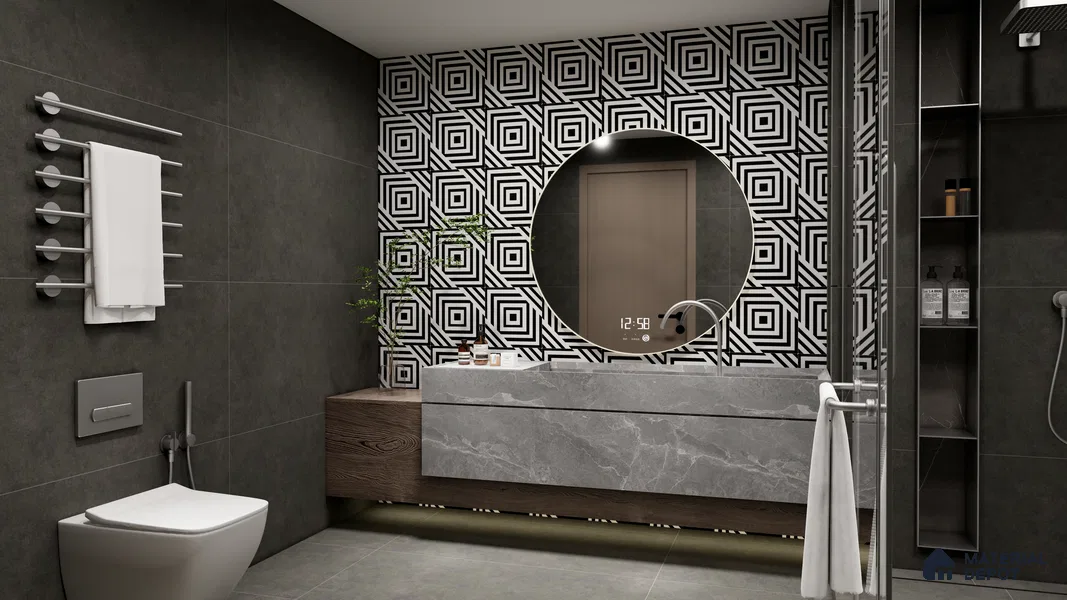 Moroccan Wall & Floor Tile TL 05206 Zellige Illusional Box Multi Colour 1 ft x 1 ft Vitrified Matte Finish - 9 mm | Suitable for Kitchen, Bathroom, Entryway | Please Expect a Slight Variation of Pattern