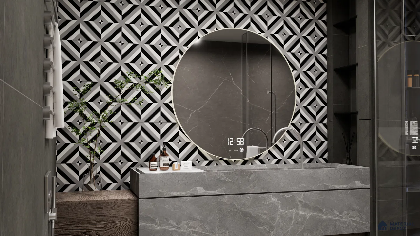 Bold Geometric Elegance in a Modern Bathroom | Material Depot