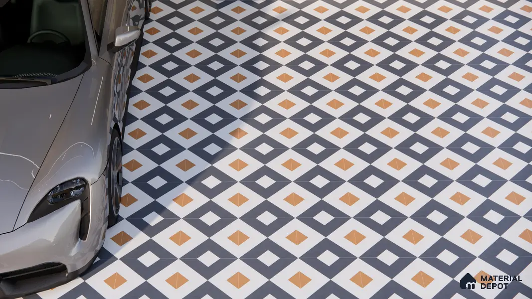 Budget Friendly Moroccan Look Value for Money Parking Spectra Floor Tile 16 x 16 inch | TL 06246 | Vitrified Matte Finish Tile - 12 mm | Suitable For Parking, Outdoor, Balcony & Terrace | Pattern Alignment May Vary | 2-3 mm Spacer is Mandatory