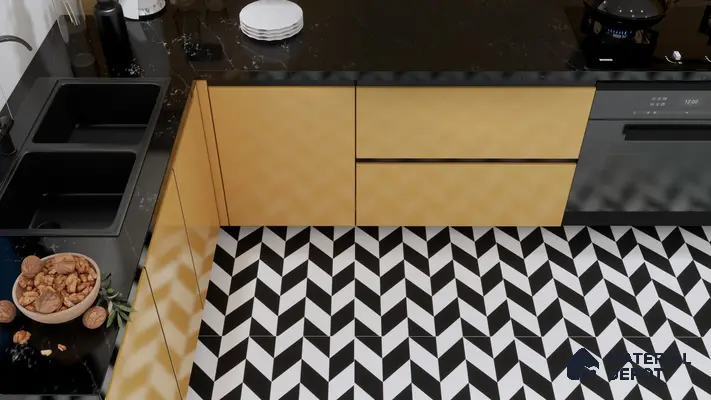 Moroccan Wall & Floor Tile TL 01439 Black & Polar White 2 ft x 2 ft Matte Finish Vitrified Tile - 9 mm | Suitable For Kitchen, Bathroom, Dining Area | Please Expect a Slight Variation of Pattern