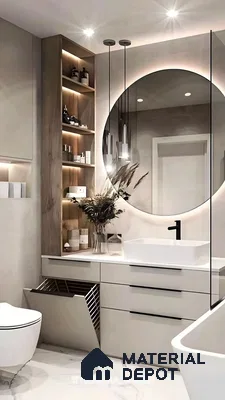 Bright And Airy Bathroom With Tile Floor | Material Depot