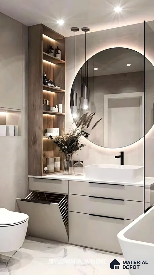Bright And Airy Bathroom With Tile Floor | Material Depot