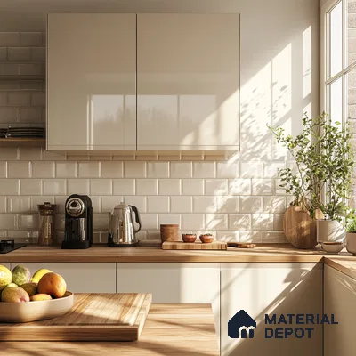 Bright and Airy Kitchen with Neutral Tones and Natural Elements | Material Depot