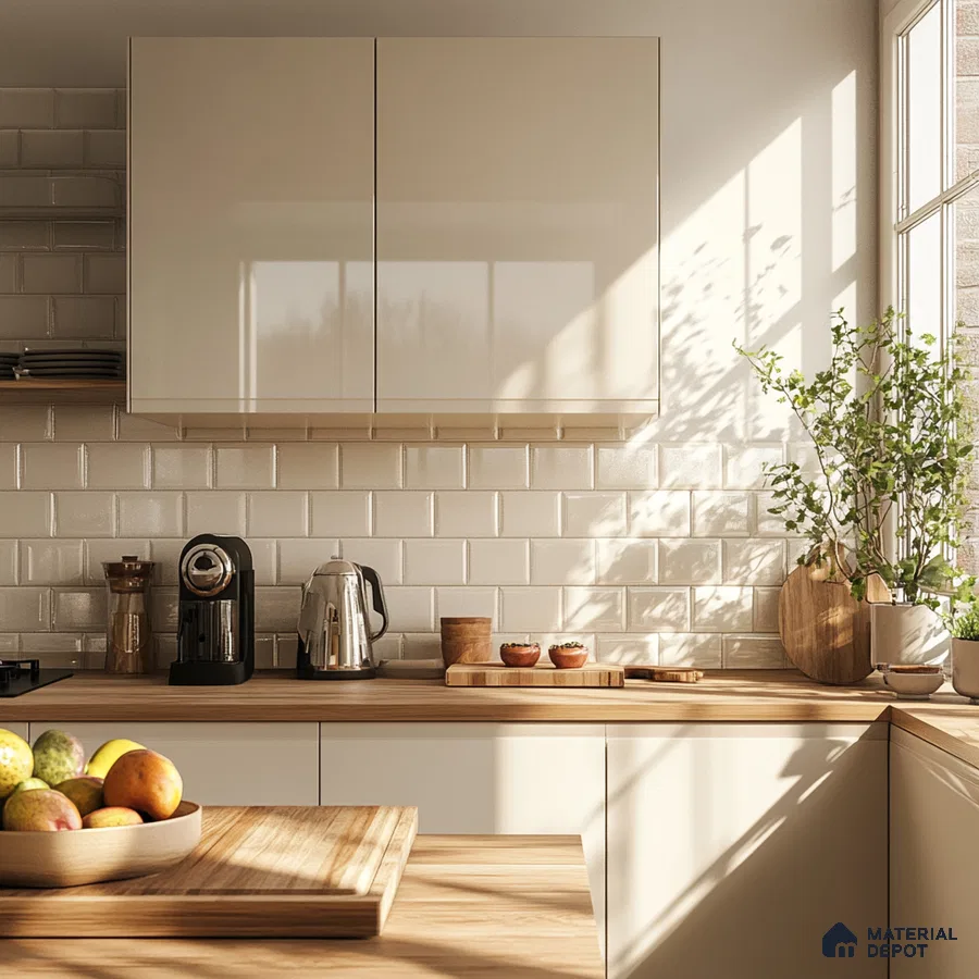 Bright and Airy Kitchen with Neutral Tones and Natural Elements | Material Depot