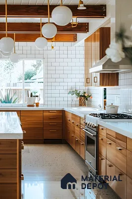 Bright Kitchen With White Subway Tiles | Material Depot