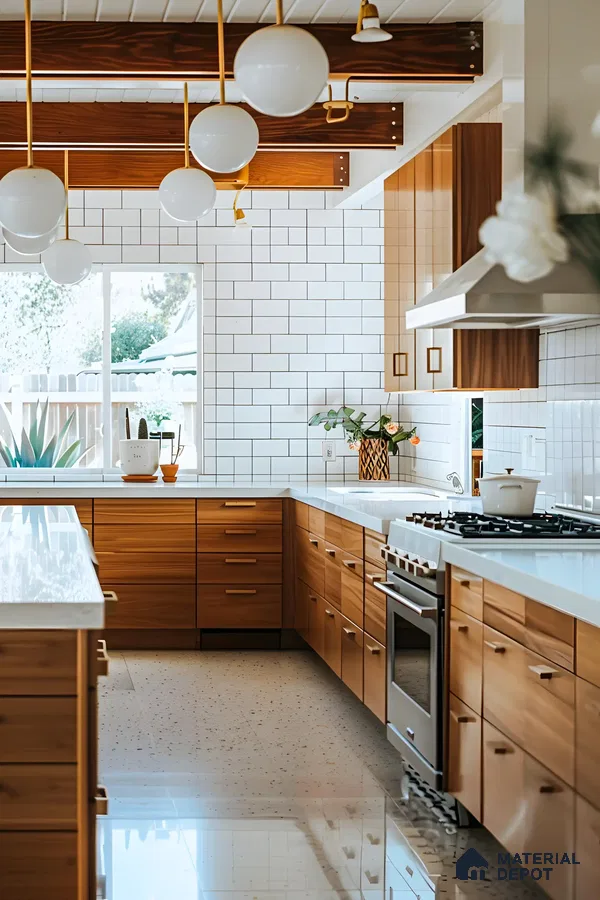 Bright Kitchen With White Subway Tiles | Material Depot