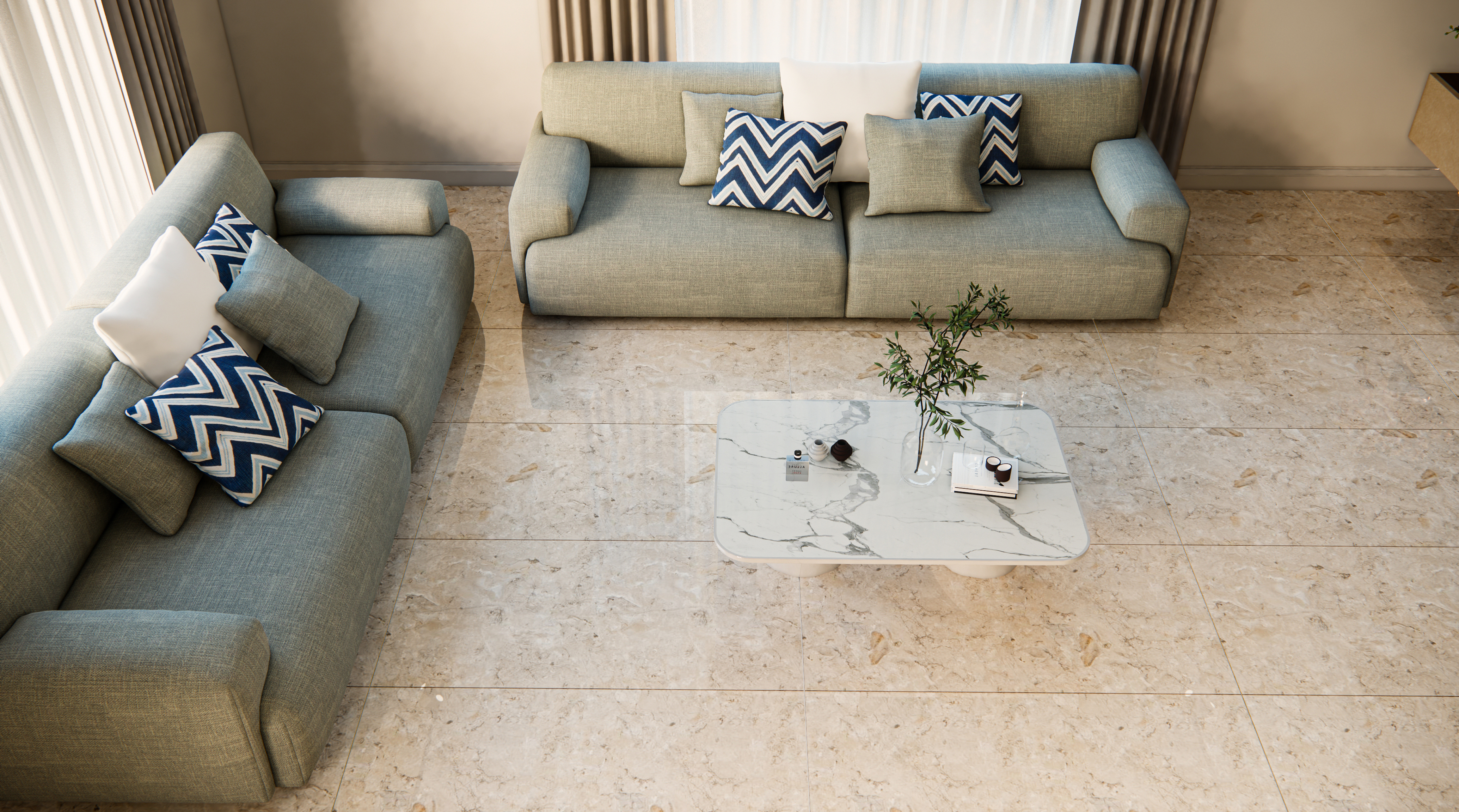 Marble Wall & Floor Tile TL 05134 Marblis Chestnut Vein 4 ft x 2 ft Vitrified Endless Glossy Finish - 9 mm (Random 4) | Suitable for Living Room, Bedroom & Bathroom