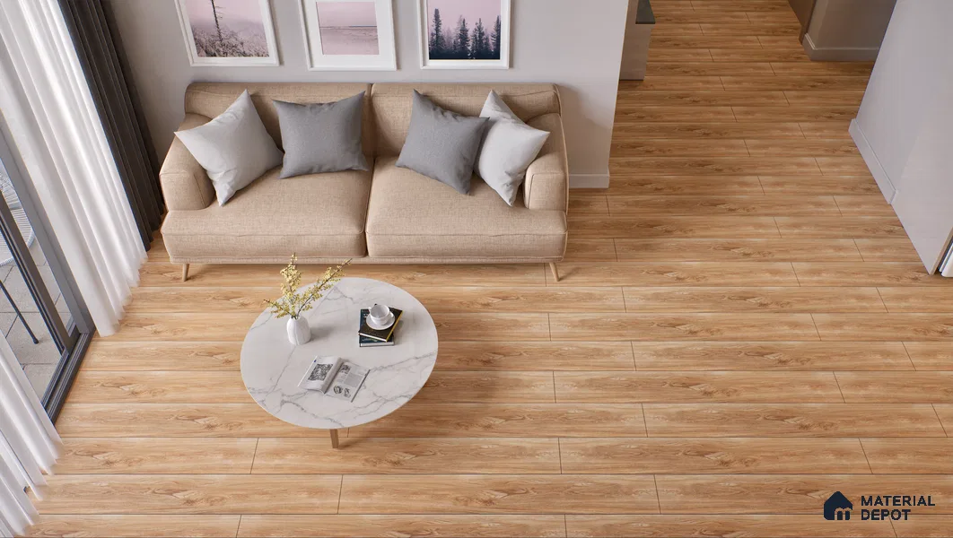 HDF Laminate Wood Floor EIR Finish Aqua Lock LF 00288 | 4 ft x 8 inch x 8 mm | AC4 Grade | Arc Click With Wax Coating | U Groove | Water Proof | Suitable for Flooring, Living Room, Bedroom