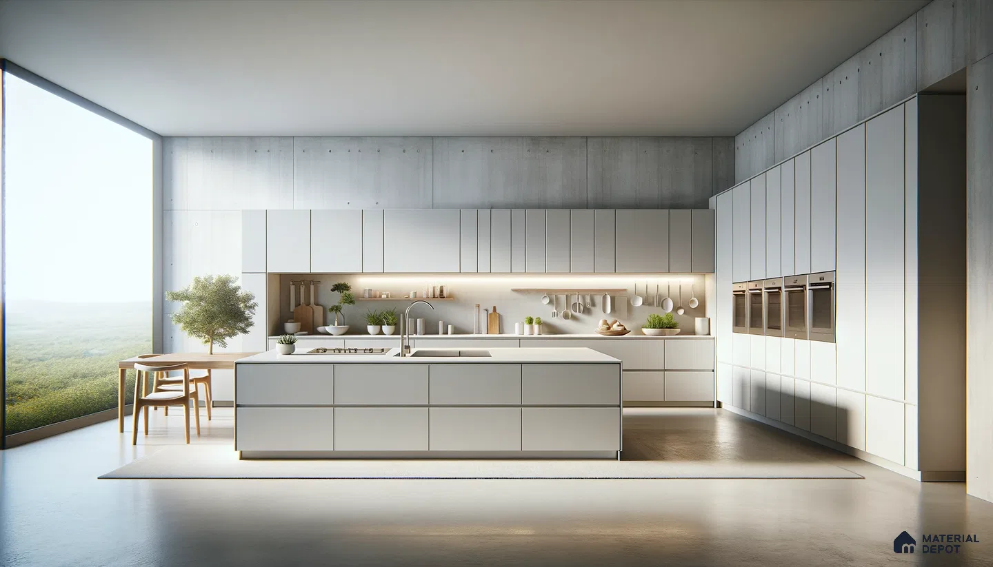 Bright Minimalist Kitchen with Expansive Views and Refined Laminiates | Material Depot