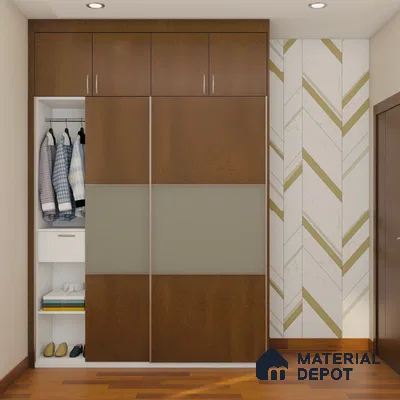 Compact Sliding Door Wardrobe in Walnut Bronze.