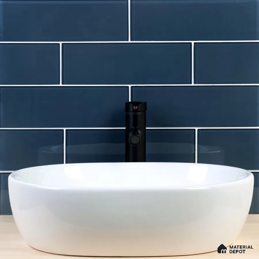 Calm Inspired by the Ocean Blue-Tiled Bathroom Escape | Material Depot