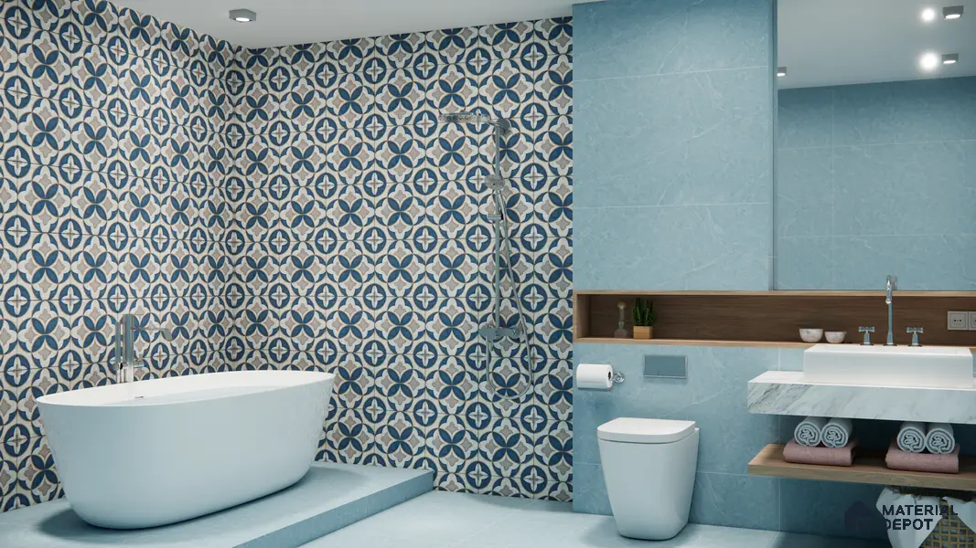 Budget Friendly Marble Wall Tile Value For Money TL 05788  18 x 12 inch - Ceramic Glossy Finish -7 mm  | Suitable for Kitchen & Bathroom