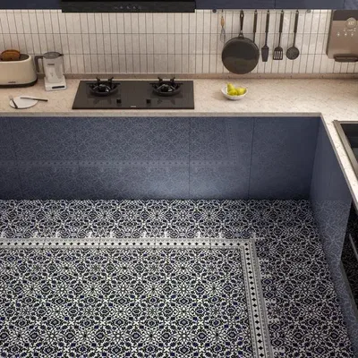 Closeup application image of Carpet Designs Tile in Kitchen