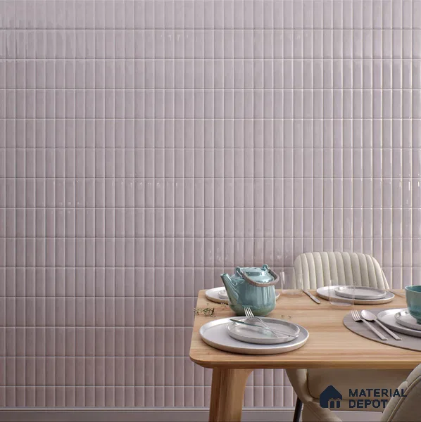 Faux Subway Wall Tile TL 04687 C Vertiline Brick Solara Kira Pink 2 ft x 1 ft Ceramic Glossy Finish - 9 mm | Suitable For Kitchen, Bathroom Walls and Backsplashes | Please Expect a Slight Variation of Pattern