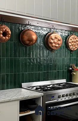 Charming Kitchen with Green Glazed Tiles | Material Depot