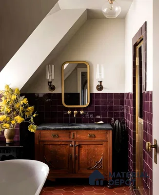 Charming Vintage Bathroom with Deep Purple Accents | Material Depot