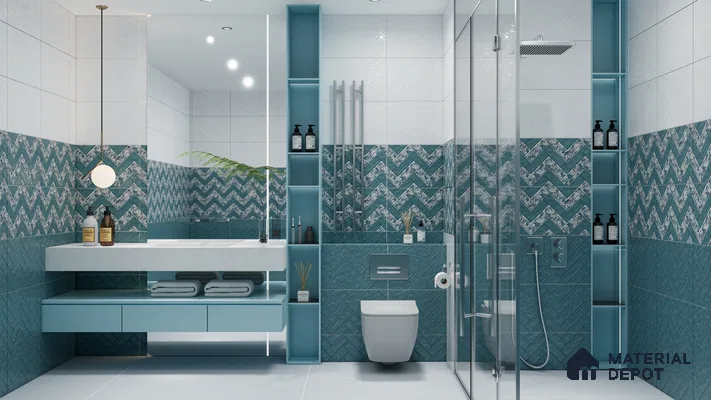 Geometric Floral Tile Band for a Calm and Stylish Bathroom | Material Depot