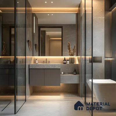 Chic and Sleek: Modern Bathroom with Subtle Lighting and Streamlined Design | Material Depot