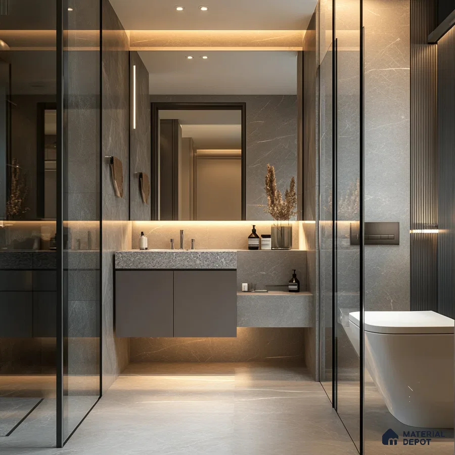 Chic and Sleek: Modern Bathroom with Subtle Lighting and Streamlined Design | Material Depot