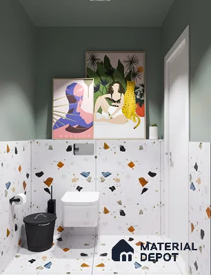 Chic Bathroom Design Featuring Terrazzo and Tropical Art | Material Depot
