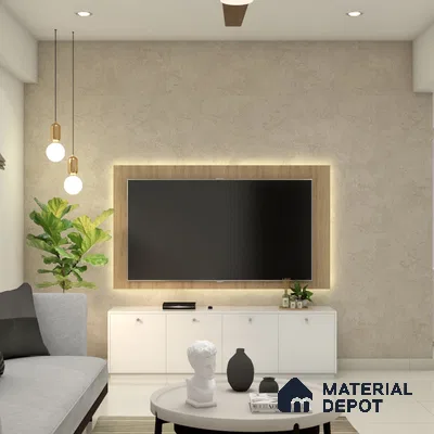 Compact TV Unit with Beige Accent Wall