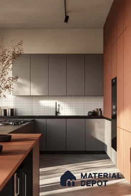 Chic Contemporary Kitchen with Natural Light and Earthy Tones | Material Depot
