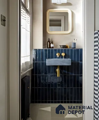 Chic Elegance: Navy and Gold Bathroom Design | Material Depot