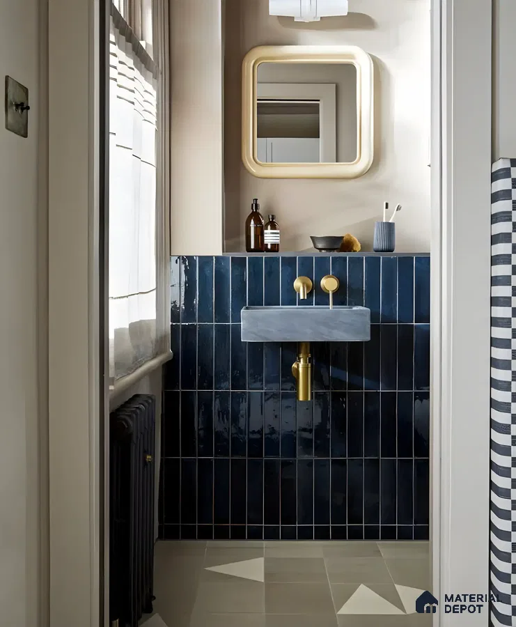 Chic Elegance: Navy and Gold Bathroom Design | Material Depot