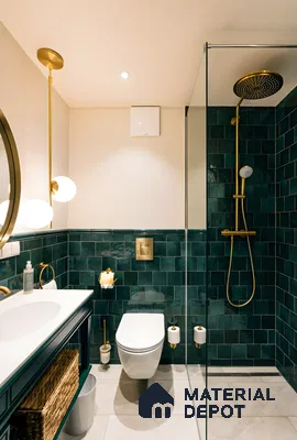 Chic Emerald Green Bathroom Retreat | Material Depot