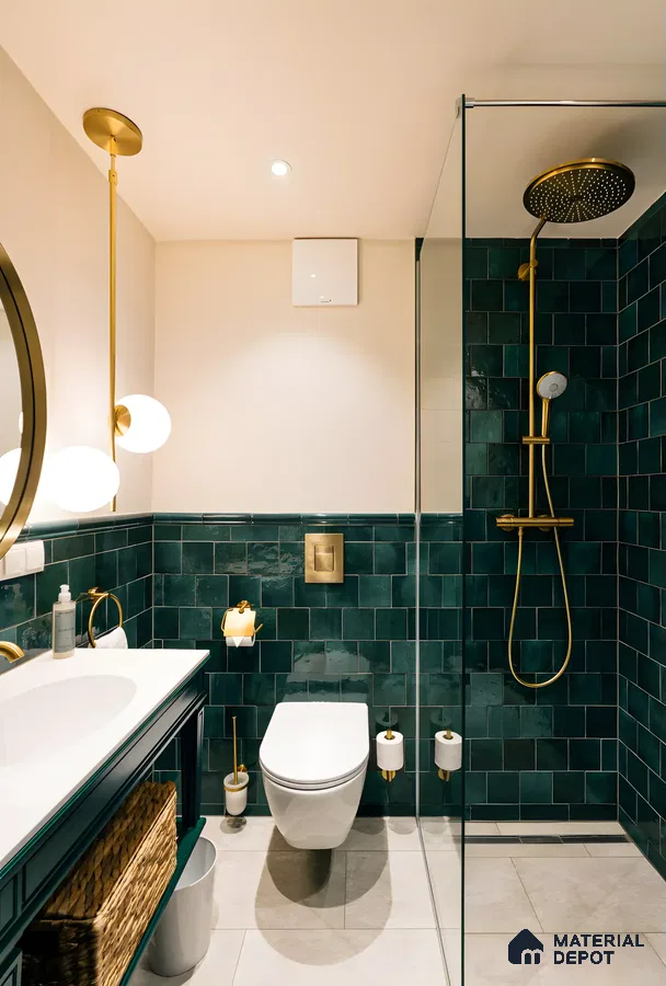 Chic Emerald Green Bathroom Retreat | Material Depot