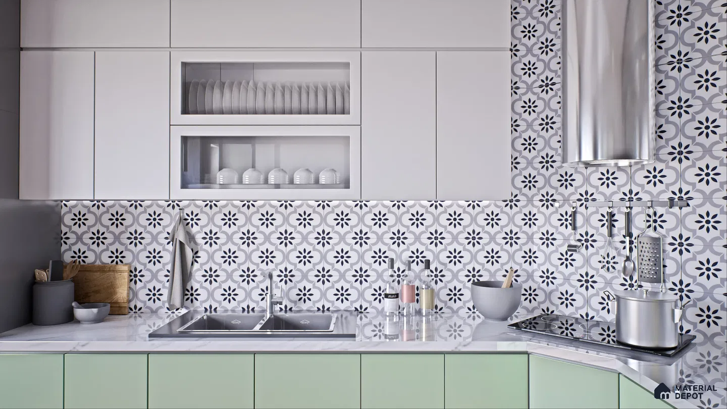 Chic Floral Kitchen Backsplash | Material Depot