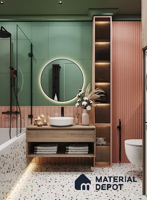 Chic Green and Pink Bathroom Design | Material Depot