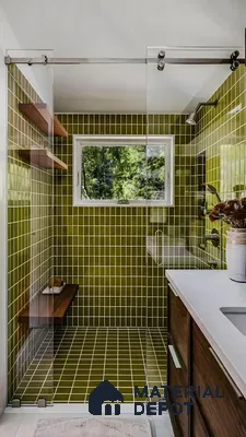 Chic Green-Tiled Shower Space | Material Depot