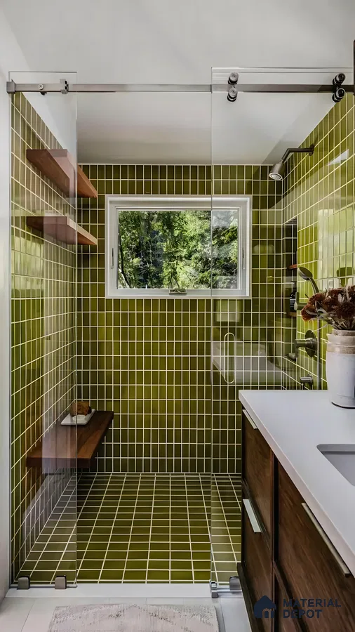 Chic Green-Tiled Shower Space | Material Depot